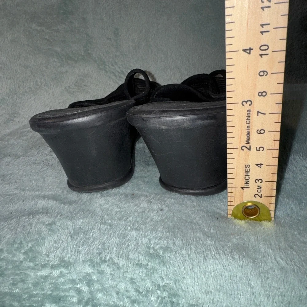 Skechers Women Cali Rumblers Wedge Sandals 10 Black Strappy Comfort Foam